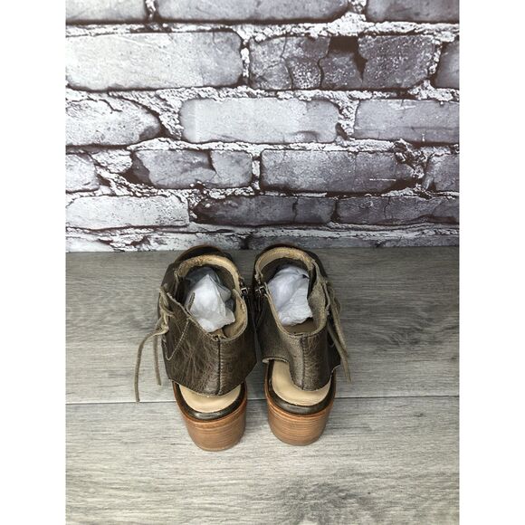 Baske California Ariel Olive Leather Lace Zip Open Toe Heel Sandals Women 6M US - Picture 5 of 16